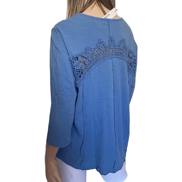 Tribal Jeans Top Blouse Tunic100% Cotton Embroidered Lace Iridescent Buttons - Picture 9 of 15